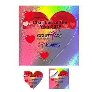 "CUSTOMCUT" Holographic Full Color Removable 6 Mil Kiss-Cut Stickers (4.1 – 9 sq. in.)