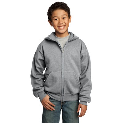 Port & Co™ Youth Core Fleece Full-Zip Hooded Sweatshirt.
